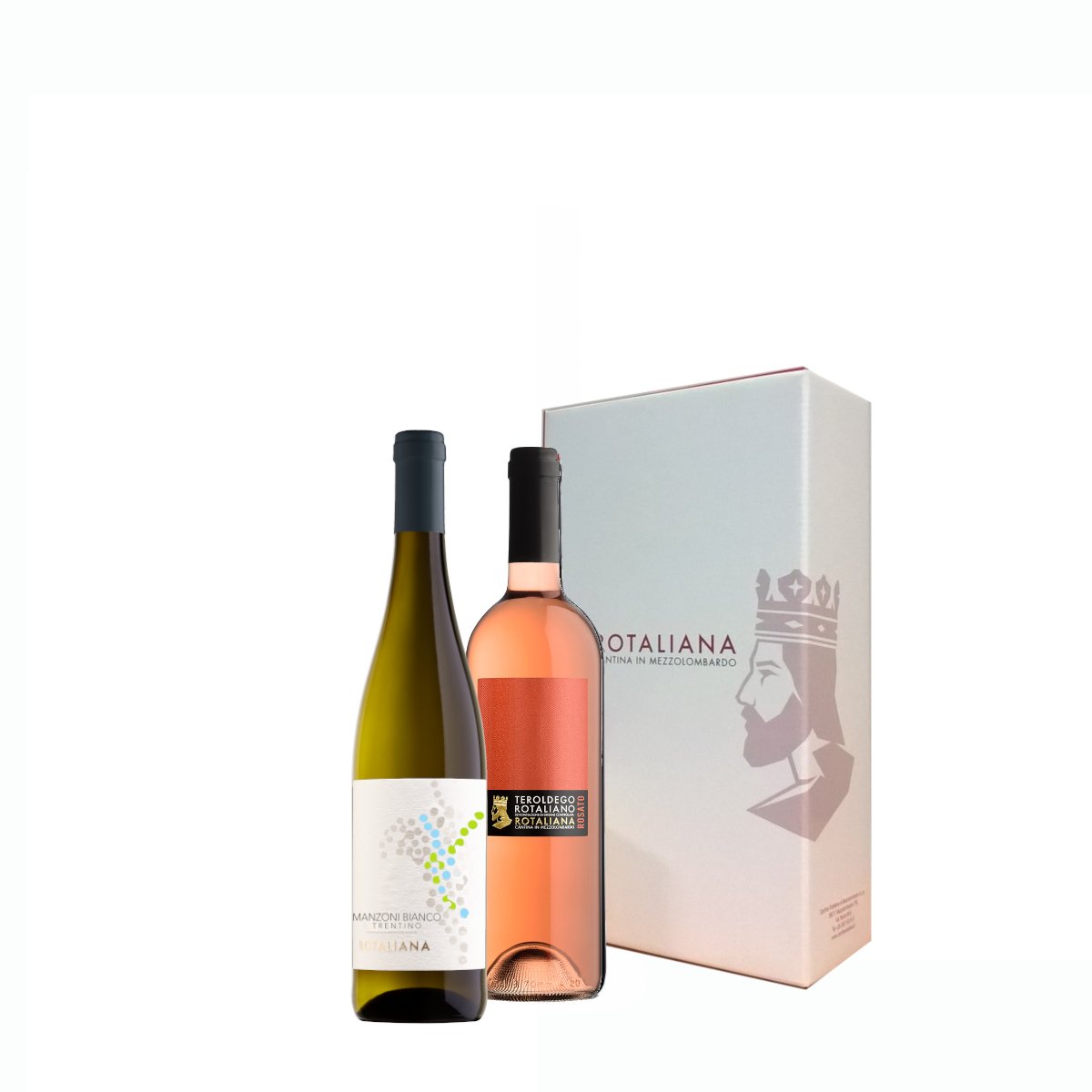 Astuccio con due bottiglie Teroldego Rosato e Manzoni